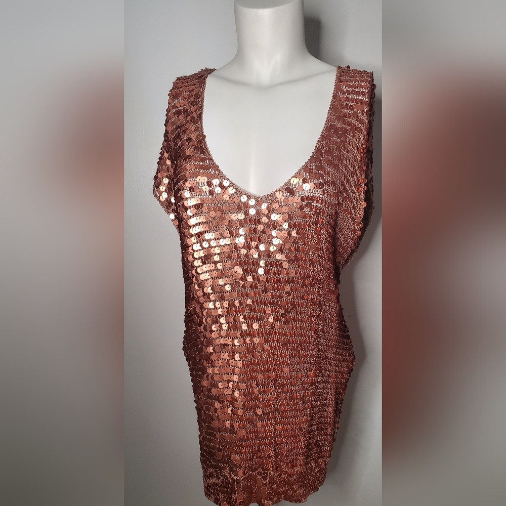 H&M Copper Sequin V-Neck Tank Top
